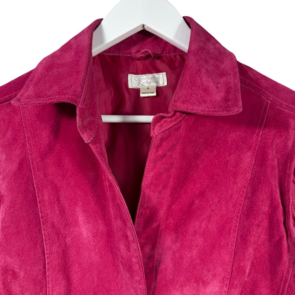 Christopher & Banks Magenta Pink Suede Leather Vest Button Front XL Vintage - Picture 2 of 15